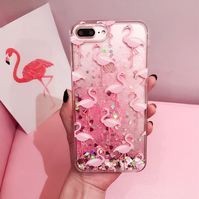 Glitter Dynamic liquid Flamingo Case