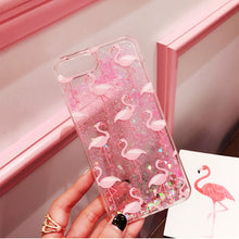 Load image into Gallery viewer, Glitter Dynamic liquid Flamingo Case
