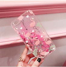 Load image into Gallery viewer, Glitter Dynamic liquid Flamingo Case