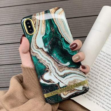 Fashion Artistic agate marble gold bar Phone Case