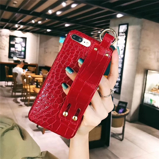 Crocodile Leather Wrist Strap Case