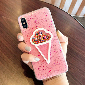 Liquid Heart Glitter Powder Smile Face Case